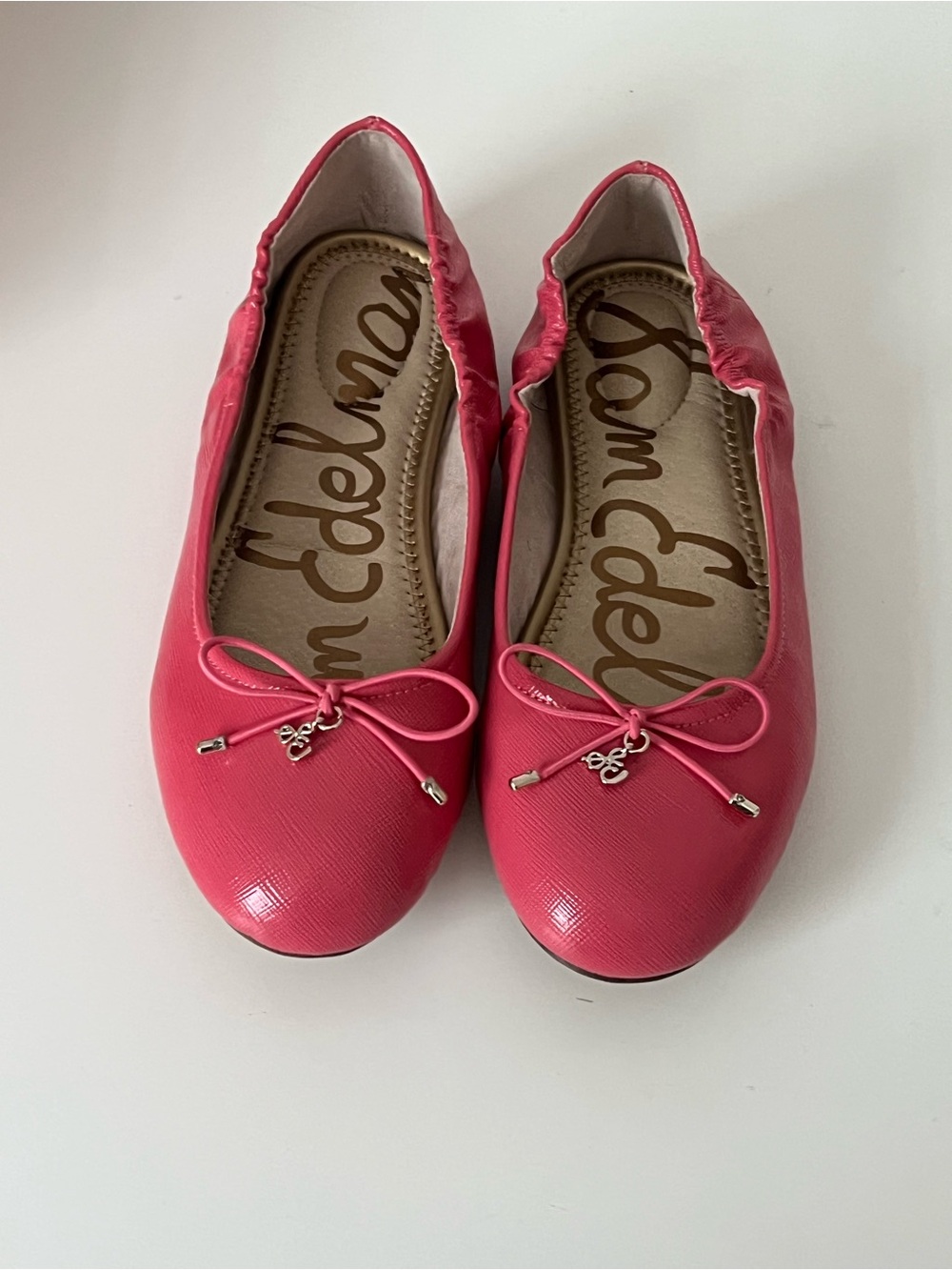 Sam Edelman Coral-Pink Ballet Flats with Bow Accent